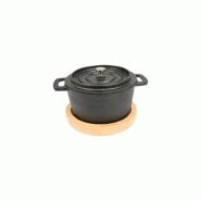 Mini cocotte en fonte Ø 140 mm + support bois - Gastroland - fonte 3701666008160