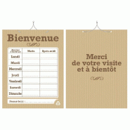 Panneau horaire kraft Bienvenue 15x20cm