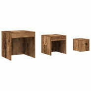 Tables gigognes 3 pcs vieux bois bois d'ingénierie Modèle Apex Studio - 856686