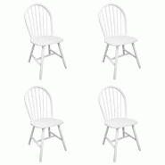 VidaXL Chaises à manger lot de 4 blanc bois d'hévéa solide Modèle Altéa Design - 242027