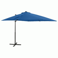 VidaXL Parasol de jardin en porte-à-faux et mât et lumières LED Modèle Titan Select Élite - bleu 312325
