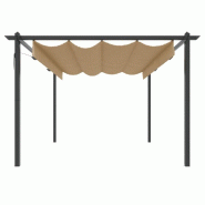 VidaXL Tonnelle de jardin avec toit rétractable 4x3 m Taupe Modèle AbriCube 71 - marron 318539