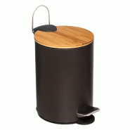 WellHome - Poubelle à pédale 3 L avec couvercle en Bambou Moderne noire - noir WH14214