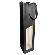 10 sachets séduction en papier noir avec fenêtre pour 1 bouteille