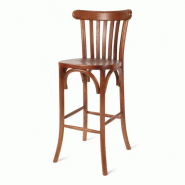 Bistromania - Chaise de bar CHATELET - Bois d'orme foncé - L41xP46xH109 cm - CLP007
