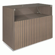 Comptoir vitrine côté bois Vertigo T03 MDF naturel et noyer foncé 120x60x93cm