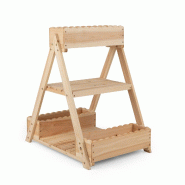 COSTWAY Bac surélevé 3 niveaux, en bois, avec 3 jardinières et 2 étagères, escalier en cadre A, 66x58x60 cm. - marron Bois massif ZB35493ZM