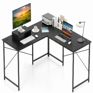 COSTWAY Bureau en L, d'Angle Réversible, avec Passages de Câbles et Support Amovible pour CPU/Moniteur - noir Bois manufacturé ON32913PW