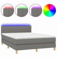 Décoshop26 - Lit LED avec sommier, tête de lit réglable et matelas 140x190 cm en tissu gris foncé - TDL0208370 - gris Décoshop26 - Lit LED avec sommier, tête de lit réglable et matelas 140x190 cm en tissu gris foncé - TDL0208370 - gris