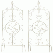Décoshop26 - Lot de 2 treillis de jardin support pour plantes grimpantes 122x35 cm en métal blanc 10_0003824 - métal 3000251791884