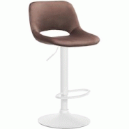 Décoshop26 - Tabouret de bar chaise haute x1 avec repose-pieds en velours marron piètement métallique blanc 10_0004608 - marron 3000252195810 Décoshop26 - Tabouret de bar chaise haute x1 avec repose-pieds en velours marron piètement métallique blanc 10_0004608 - marron 3000252195810