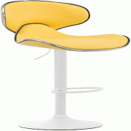 Décoshop26 - Tabouret de bar x1 sièges modernes aux lignes ondulées en PVC jaune pied trompette métal blanc 10_0006464 - 3000265590022