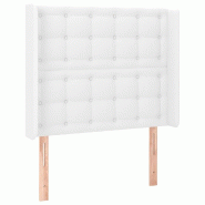 Décoshop26 - Tête de lit accessoire couchage chambre à coucher meuble avec rebord latéral 93 x 16 x 118/128 cm synthétique blanc TDL0205767 - bla