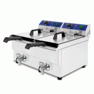 Gasfrit - Friteuse électrique 2 cuves 10 avec robinet industriel professionnel ultra-rapide - sz-102v