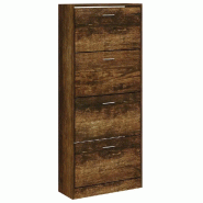 Helloshop26 - Armoire à chaussures moderne avec 4 tiroirs de rangement 63 x 24 x 147 cm en bois d'ingénierie chêne fumé 02_0047068 - Bois massif 3