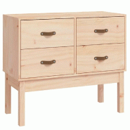 Helloshop26 - Armoire console bois de pin massif 90 x 40 x 78 cm grand espace de rangement style rustique en bois naturel 02_0048452 - Bois massif 300