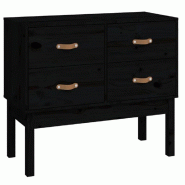 Helloshop26 - Armoire console noire 90 x 40 x 78 cm avec 4 tiroirs rangement design rustique en bois de pin 02_0048456 - noir Bois massif 300023529327