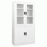 Helloshop26 - Armoire de bureau rangement dossiers 90 x 40 x 180 cm design classique avec 3 étagères en acier blanc 02_0046806 - blanc verre 3000234