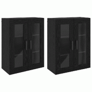 Helloshop26 - Lot de 2 armoires murales pratiques modernes 69,5 x 34 x 90 cm en bois d'ingénierie chêne noir 02_0056060 - noir verre 3000239337912