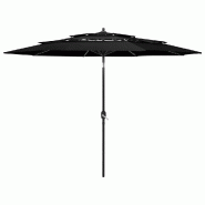Helloshop26 - Parasol à 3 niveaux avec mât en aluminium 3 m noir 02_0008759 - 3000468247761