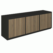 Meuble Vertigo T03 2 portes 2 tiroirs MDF noir et olivier 180x47x60cm