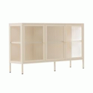 Oviala Business Buffet moderne 3 portes L140 cm en métal écru - blanc acier 113975