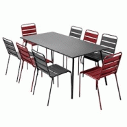 Oviala Business Ensemble table de jardin et 8 chaises en métal gris et pourpre - violet acier 114614 Oviala Business Ensemble table de jardin et 8 chaises en métal gris et pourpre - violet acier 114614