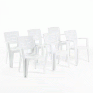 RATTATAN Set de 6 chaises monobloc en polypropylène avec fibre de verre, effet bois, empilables pour extérieur et jardin, bar et restaurant - Anita RATTATAN Set de 6 chaises monobloc en polypropylène avec fibre de verre, effet bois, empilables pour extérieur et jardin, bar et restaurant - Anita