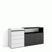 SKRAUT HOME Commode, Buffet, Armoire, 157x75x35 cm, Chambre à coucher, pièce, Armoire à Tiroirs, Blanc et noir - blanc Bois manufacturé 456_3