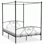 VidaXL Cadre de lit sans matelas avec baldaquin noir 140x200 cm métal Modèle Rermoniax - 284436