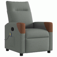 VidaXL Fauteuil inclinable de massage en tissu gris foncé Modèle Servior - 8721158657626