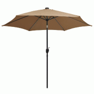 VidaXL Parasol de jardin avec lumières LED et mât en aluminium taupe Modèle Helios Vision Plus - beige 47363