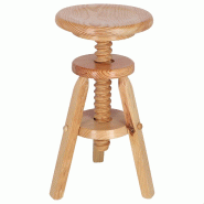 WellHome - Tabouret rond pivotant en bois finition vernie 29x29x64 cm - marron WH13241