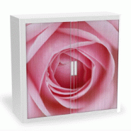 Armoire à rideaux avec décor nature - EasyOffice. - Rose, Basse_0