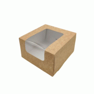 Boîte kraft carrée 140x140x80 mm avec fenêtre transparente JORIDEAL. - marron en carton 3519400988308