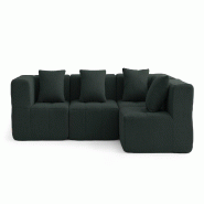Canapé d'angle modulaire MILYSOFA SOFABULOUS 4 places Tissu fine bouclette Vert foret - MS-BULOUS-4C-GF