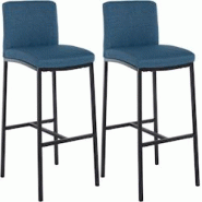 CLP Lot de 2 Tabourets de bar Freeport Bleu/Tissu - bleu textile 327331 CLP Lot de 2 Tabourets de bar Freeport Bleu/Tissu - bleu textile 327331