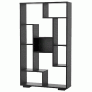 COSTWAY Bibliothèque de 120 cm avec 9 compartiments, étagère sur pied, séparateur de pièce, géométrique, en bois - noir Bois manufacturé VH33661PW