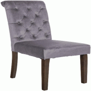 Décoshop26 - Chaise de salle à manger x1 dossier capitonné en velours gris foncé pieds en bois marron 10_0002047 - marron Bois massif 3000250808149