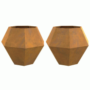 Helloshop26 - Lot de 2 jardinières rectangulaires conçu pour extérieur 100 x 100 x 80 cm en acier rouillé 02_0053103 - acier 3000237760477