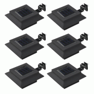 Helloshop26 - Lot de 6 lampes solaires carrées d'extérieur installation facile 12 x 6,5 cm en plastique noir 02_0045900 - noir métal 3000233949241
