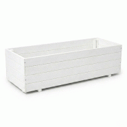 IvoQ Jardinière en Bois Extérieur - Grande Jardinière Rectangulaire - Bois FSC - 120x40x32 cm - Blanc - 8721335300772
