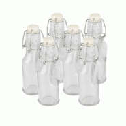 Mini bouteilles en verre à bouchon mécanique – Lot de 6 – 70 ml – Transparent - transparent verre FN34215