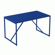Oviala Business Table à manger rectangulaire 4 places en acier bleu foncé - bleu acier 113998