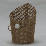 Pot en jute avec interieur PET cordelette et perle déco Ø6,5 H6 cm - par 12