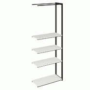 Suite structure Cage noir 88x40x240cm 4 tablettes blanc