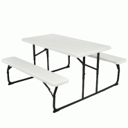Table de pique-nique pliante 136 x 70 x 73 cm pour 4 à 6 personnes design élégant en HDPE blanc 20_0017447 - blanc 3000231869923