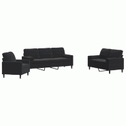 VidaXL Ensemble de canapés 3pcs et coussins et traversins noir velours Modèle Dalmia - 3278376