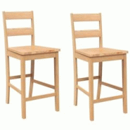 VidaXL Tabourets De Bar 2 Pcs Naturel Bois Massif D Hévéa - 8721158562418 VidaXL Tabourets De Bar 2 Pcs Naturel Bois Massif D Hévéa - 8721158562418
