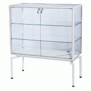Vitrine cadre alu blanc 100x40x110cm - tablettes réglables - serrure incluse